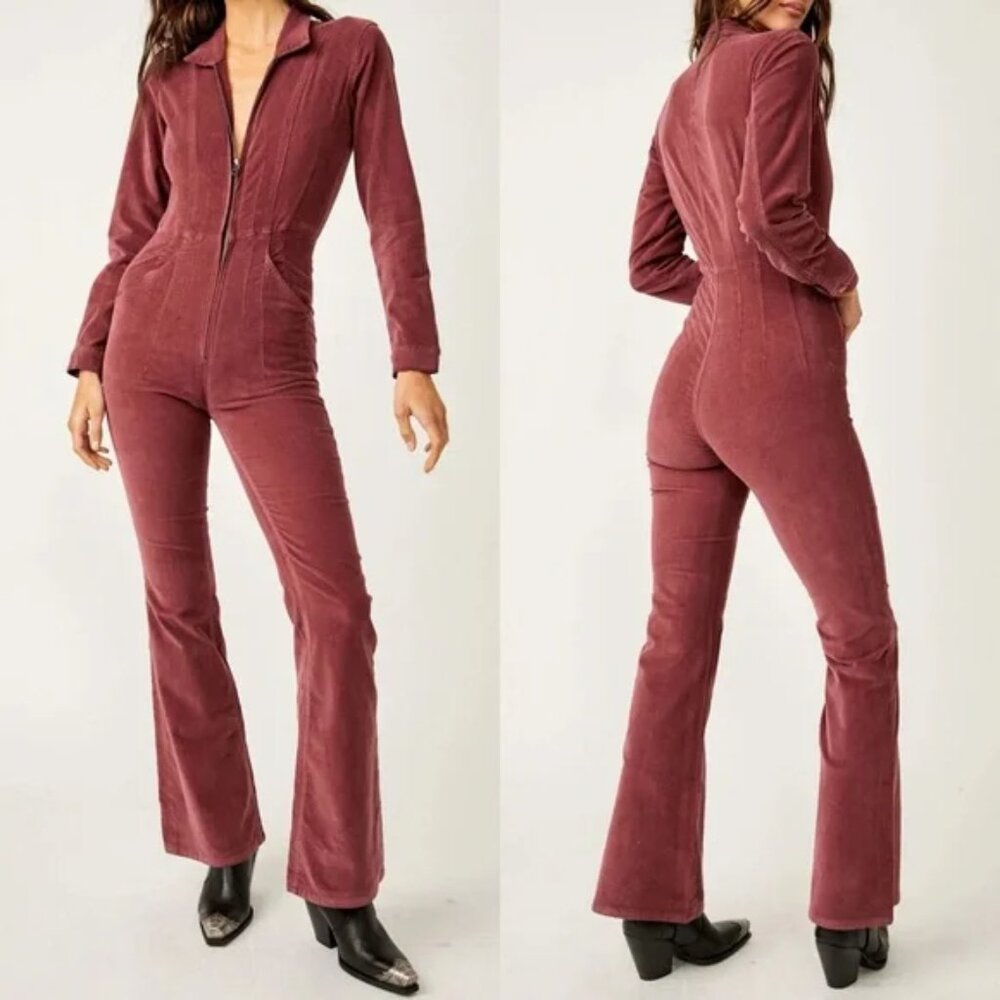 We The Free Burgundy Jumpsuit